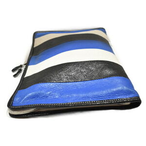 Balenciaga White Black Pouch Clutch Blue Everyday Bag Bazaar Leather